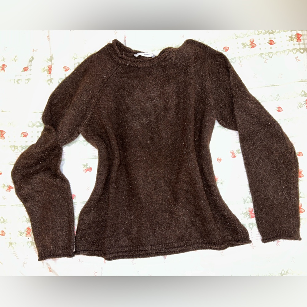 Mango Dark Brown Women's Crew Neck Sweater